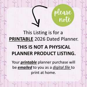 PRINTABLE 2026 Dated Planner - Classic Size