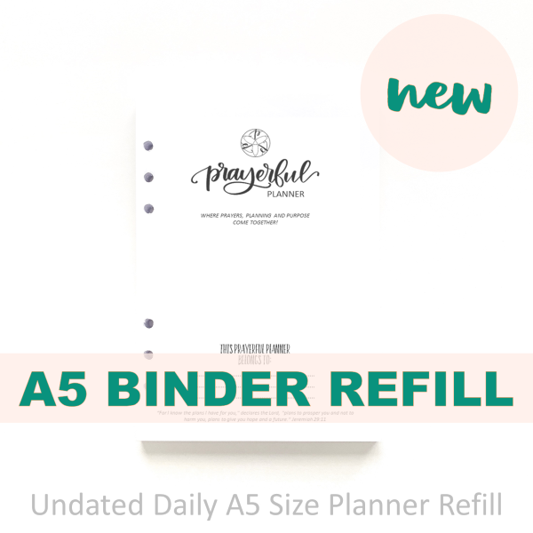 A5 Prayerful Planner - &quot;UNDATED&quot; Refill Pack