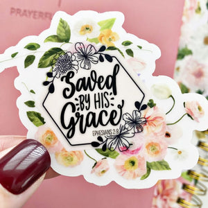Saved by GRACE Sticker, 3x2.5 in.