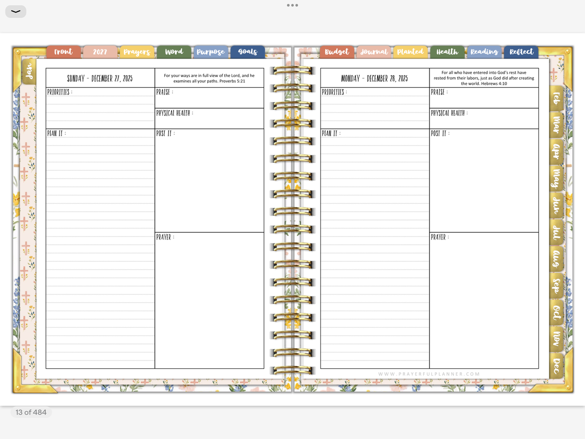 2027 Digital Planner All-In-One - Prayer Garden
