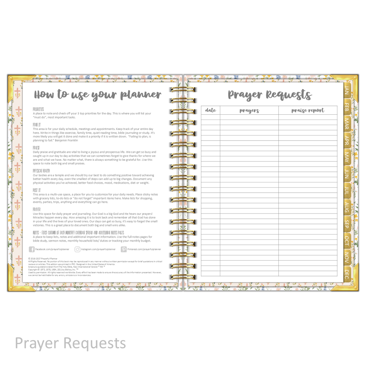 2027 "Classic" Daily Planner - "DATED" Prayer Garden