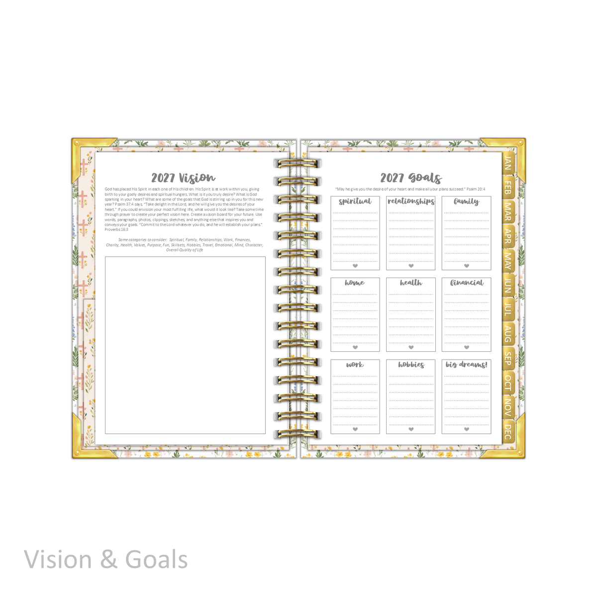 2027 "Petite" Daily Planner - "DATED" Prayer Garden