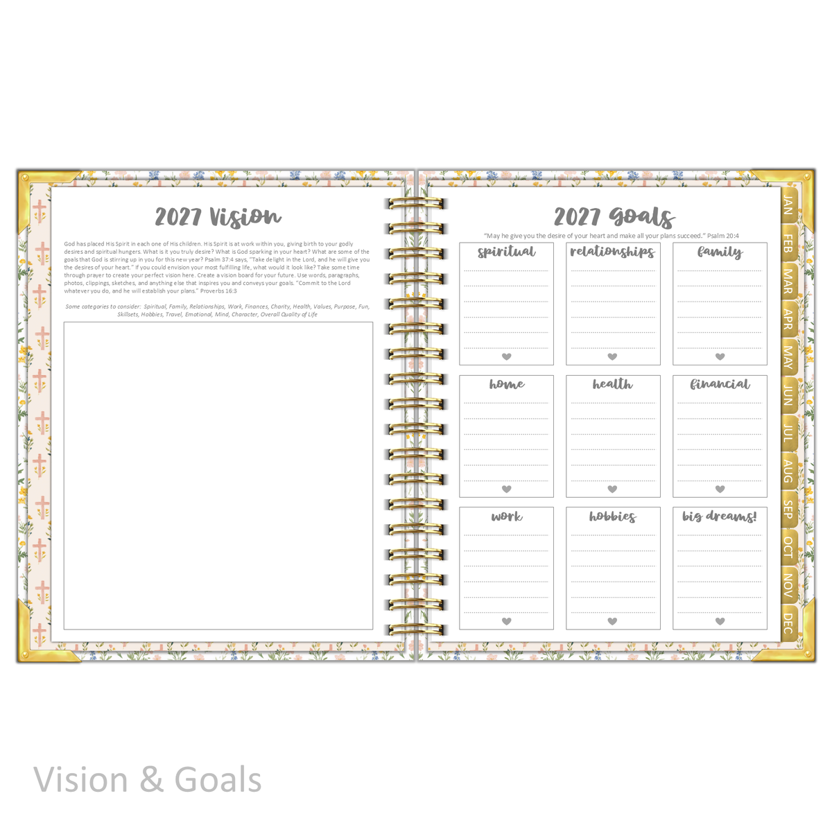 2027 "Classic" Daily Planner - "DATED" Prayer Garden