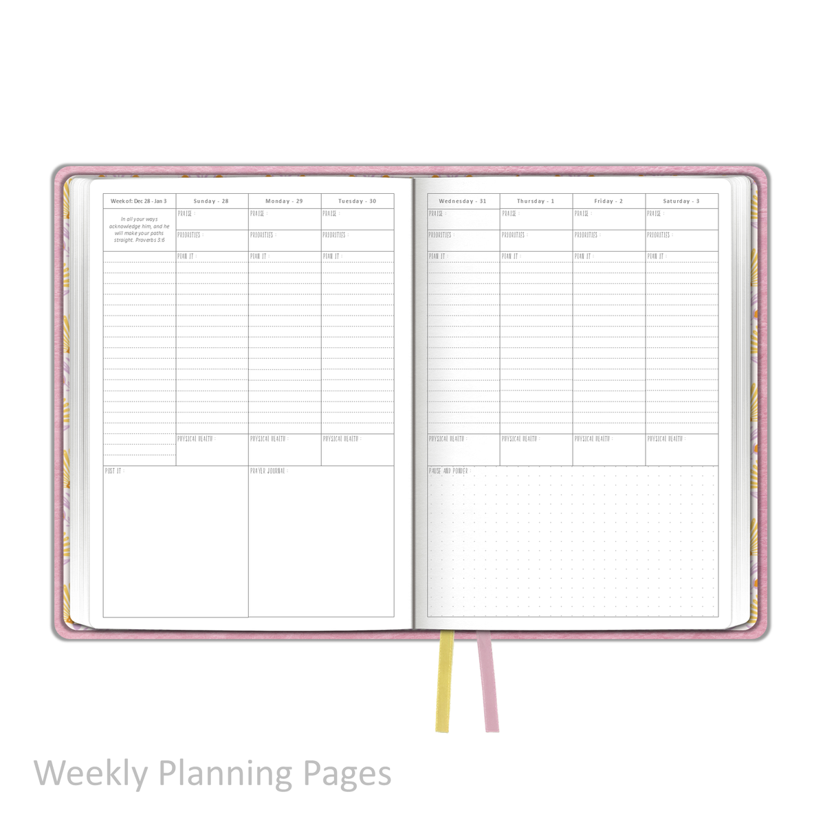 2026 &quot;Weekly&quot; Soft Cover PINK - Prayerful Planner Dated