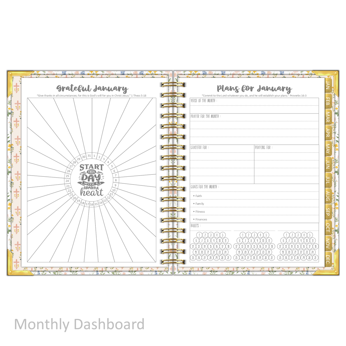 2027 "Classic" Daily Planner - "DATED" Prayer Garden