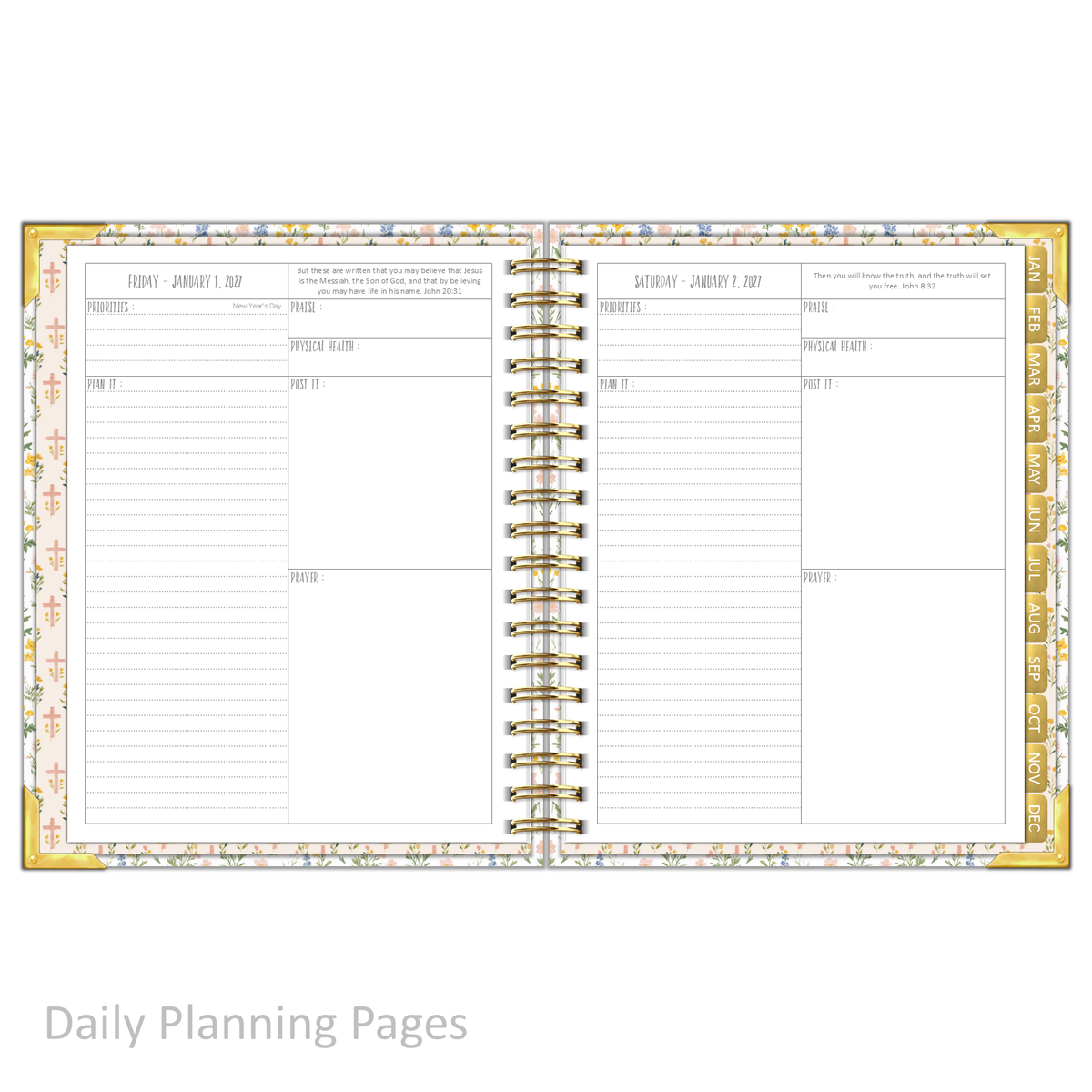 2027 "Classic" Daily Planner - "DATED" Prayer Garden