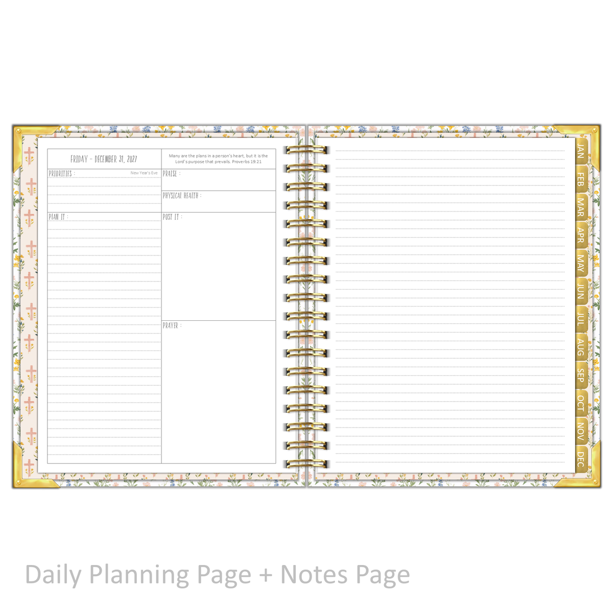 2027 "Classic" Daily Planner - "DATED" Prayer Garden