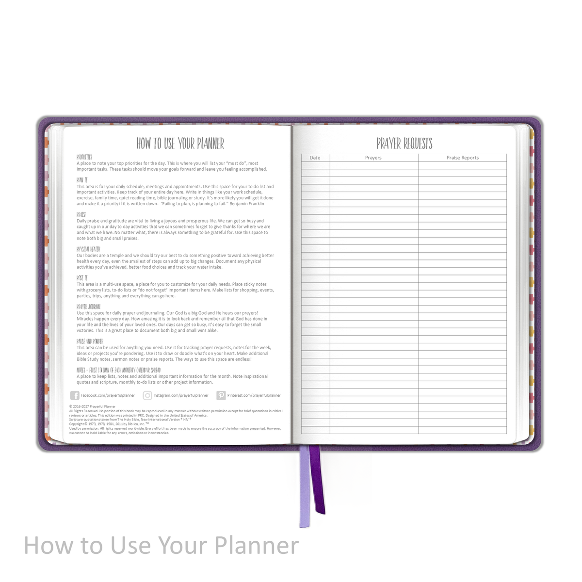 2027 "Weekly" Planner - "DATED" Soft Cover Purple