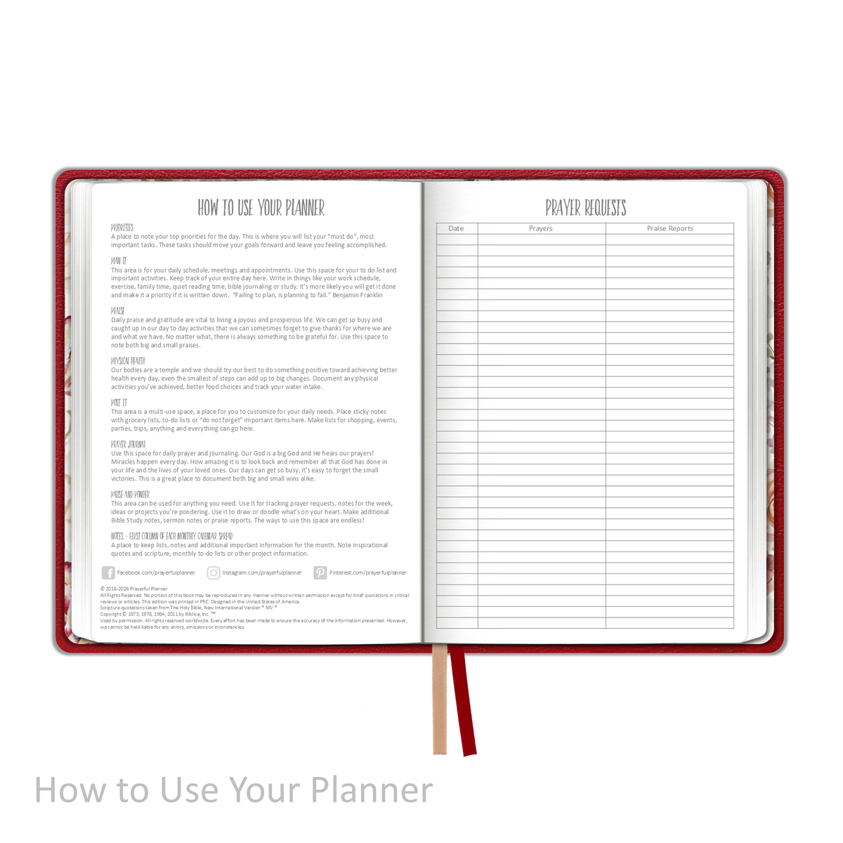 2026 &quot;Weekly&quot; Soft Cover CRIMSON - Prayerful Planner Dated