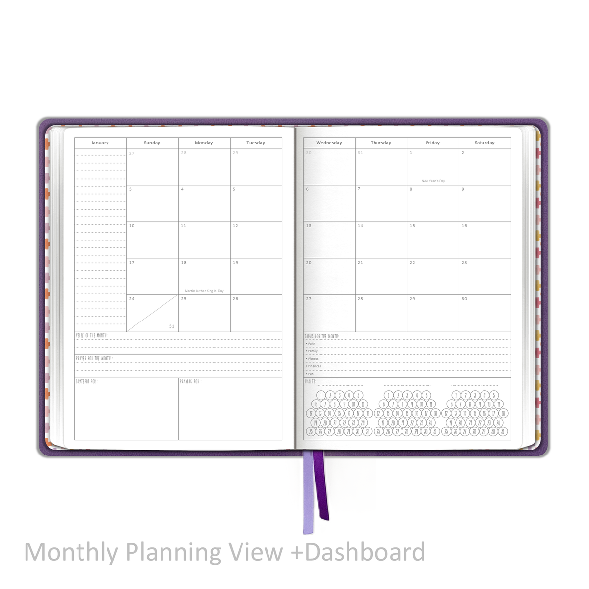 2027 "Weekly" Planner - "DATED" Soft Cover Purple