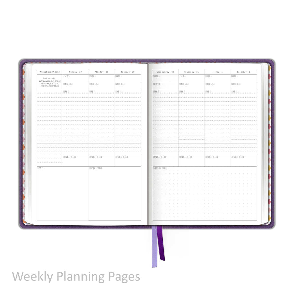 2027 "Weekly" Planner - "DATED" Soft Cover Purple