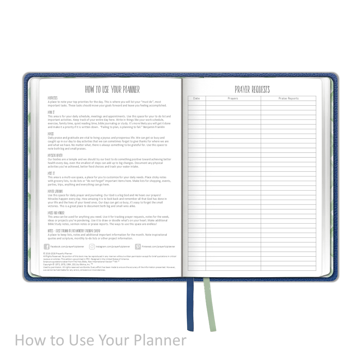 2026 &quot;Weekly&quot; Soft Cover BLUE - Prayerful Planner Dated