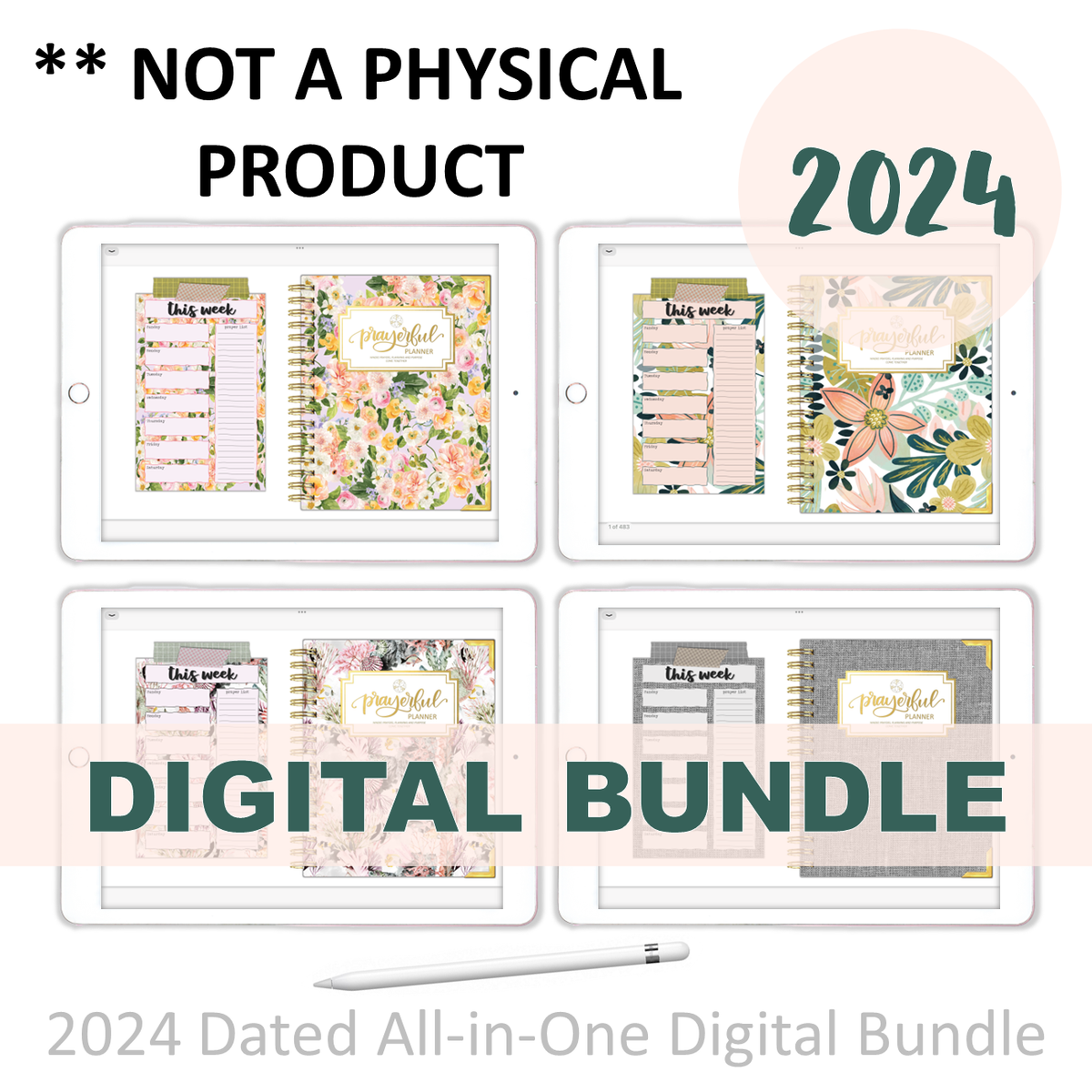 2024 Digital Planner All In One Bundle 4 Prayerful Planner
