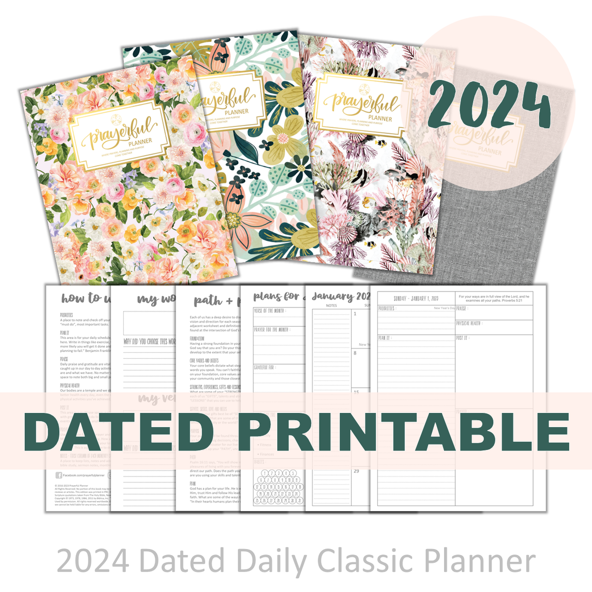 PRINTABLE 2024 Dated Planner Classic Size Prayerful Planner