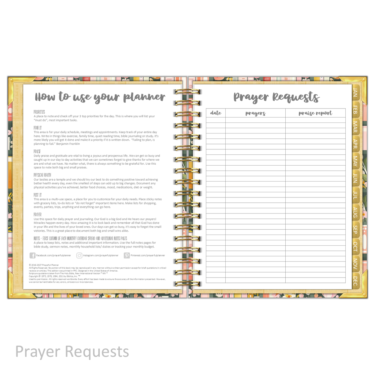 2027 "Classic" Daily Planner - "DATED" Bible Bookcase
