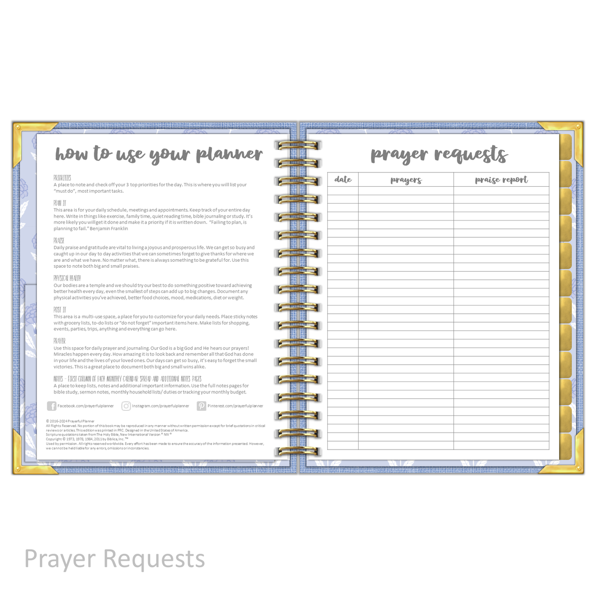 &quot;Weekly&quot; Planner - &quot;UNDATED&quot; Sky Linen