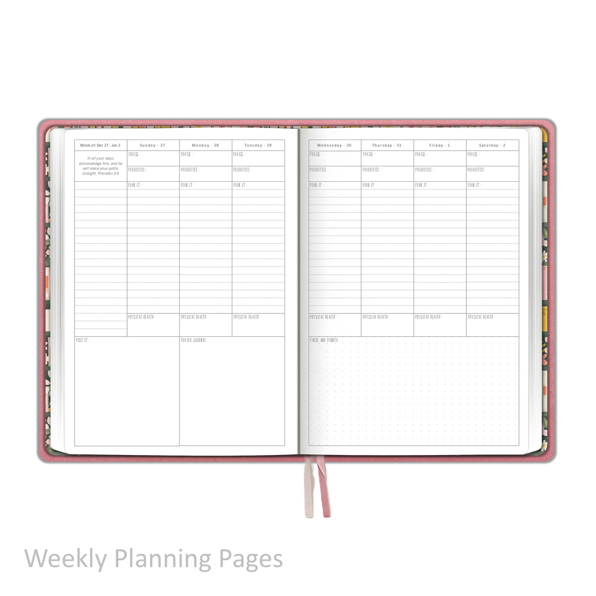 2027 "Weekly" Planner - "DATED" Soft Cover Pink