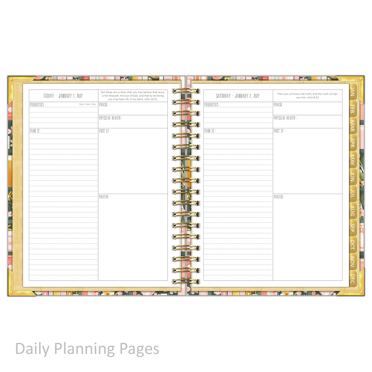 2027 "Classic" Daily Planner - "DATED" Bible Bookcase