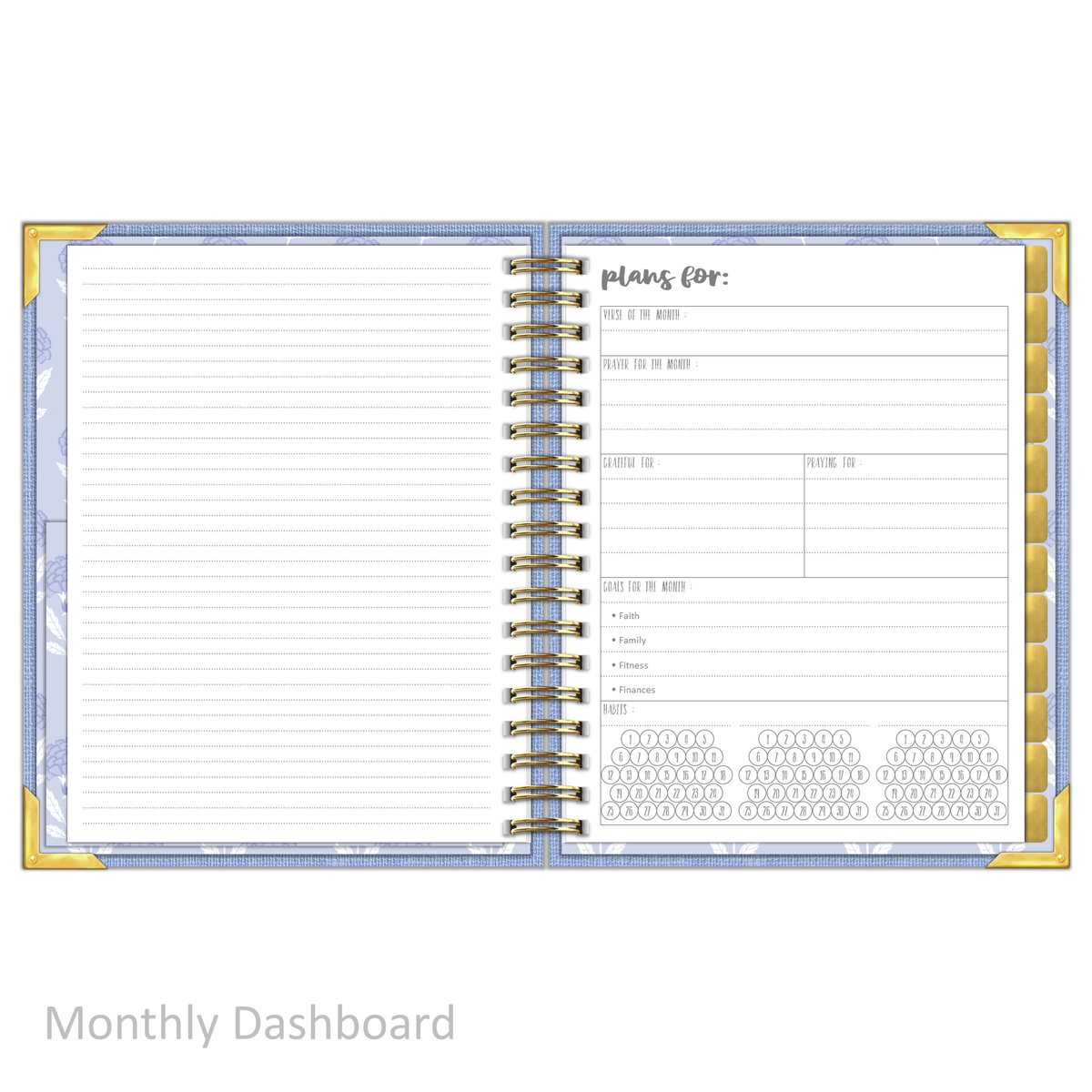 &quot;Weekly&quot; Planner - &quot;UNDATED&quot; Sky Linen