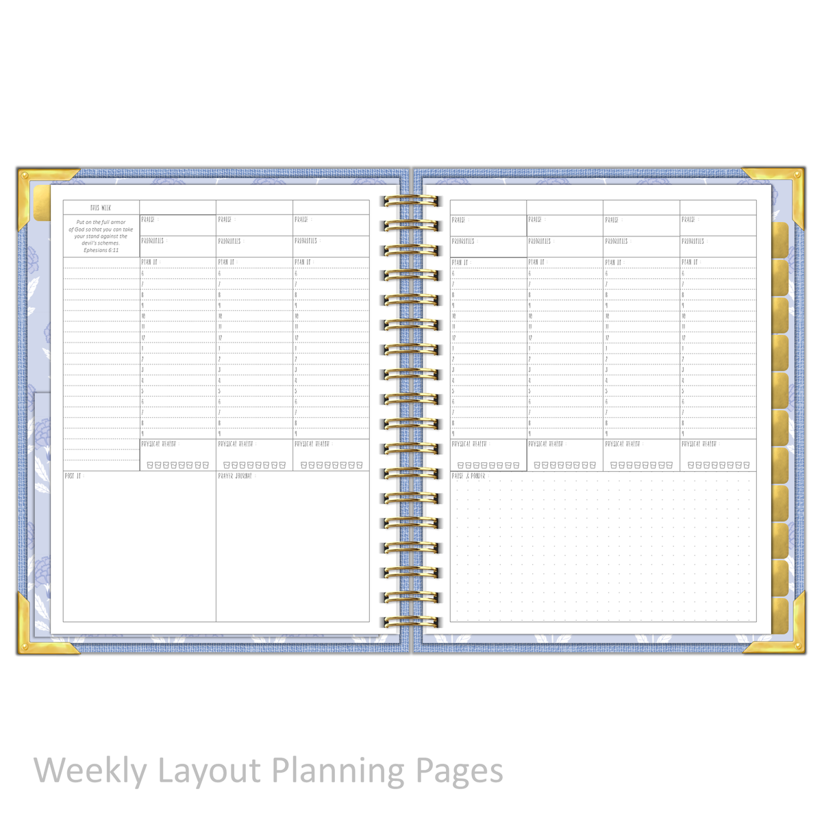 &quot;Weekly&quot; Planner - &quot;UNDATED&quot; Sky Linen