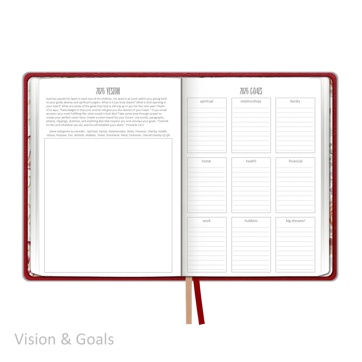 2026 &quot;Weekly&quot; Soft Cover CRIMSON - Prayerful Planner Dated