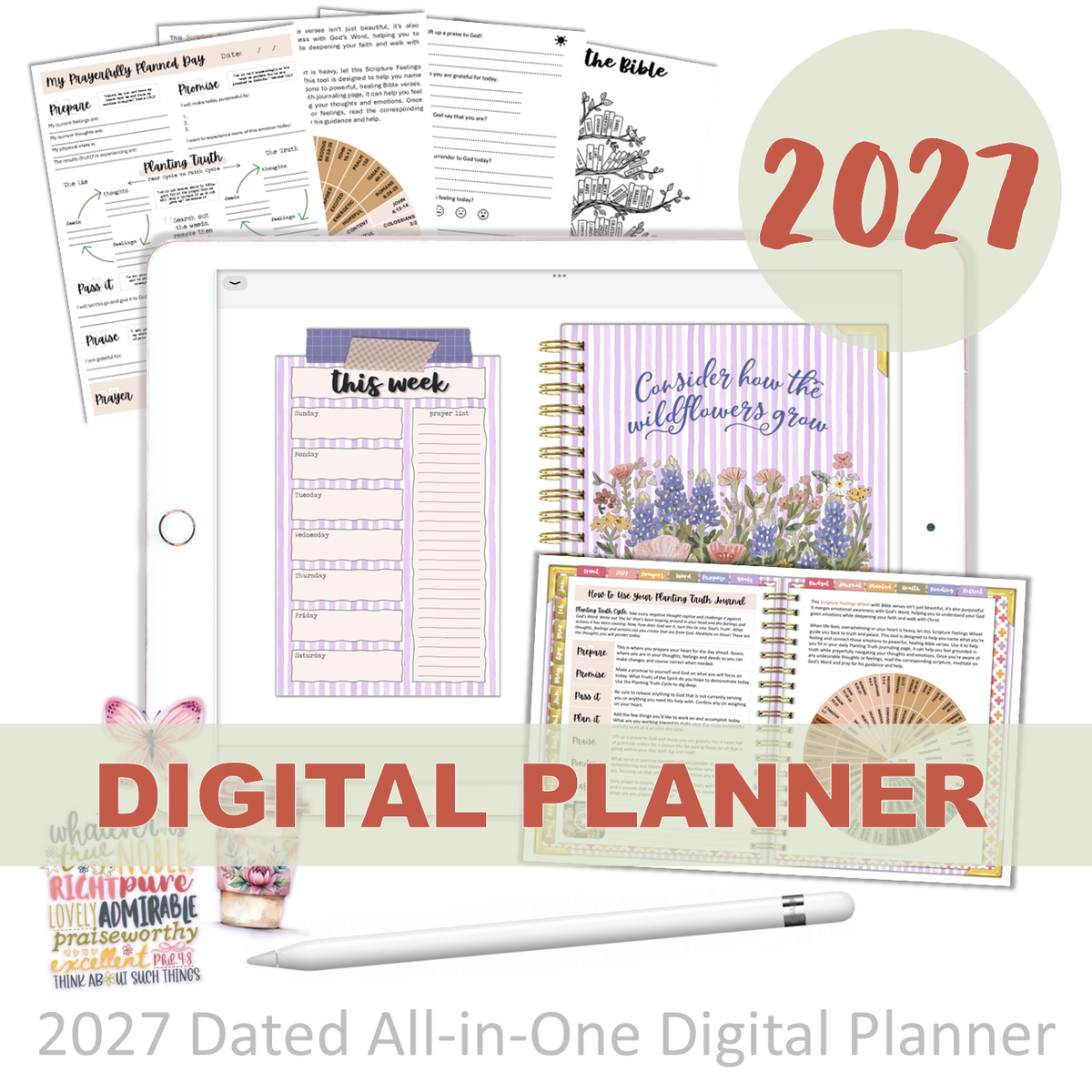 2027 Digital Planner All-In-One - Wildflowers