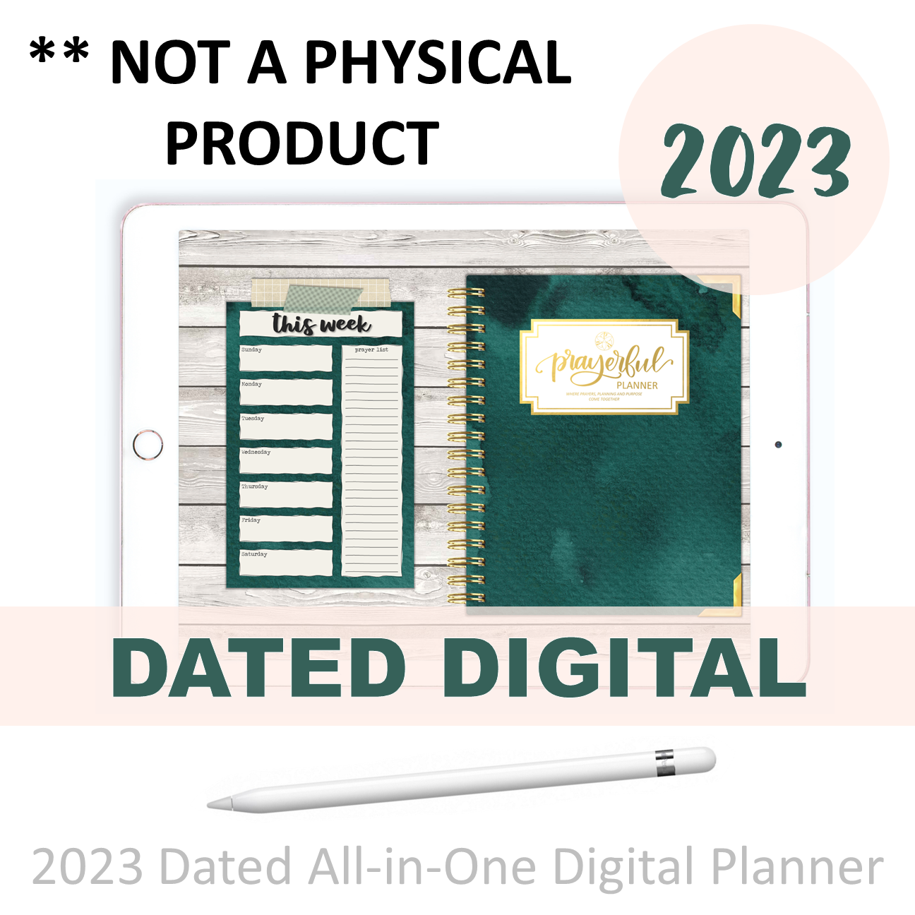 2023 Digital Planner All-In-One Emerald Waves