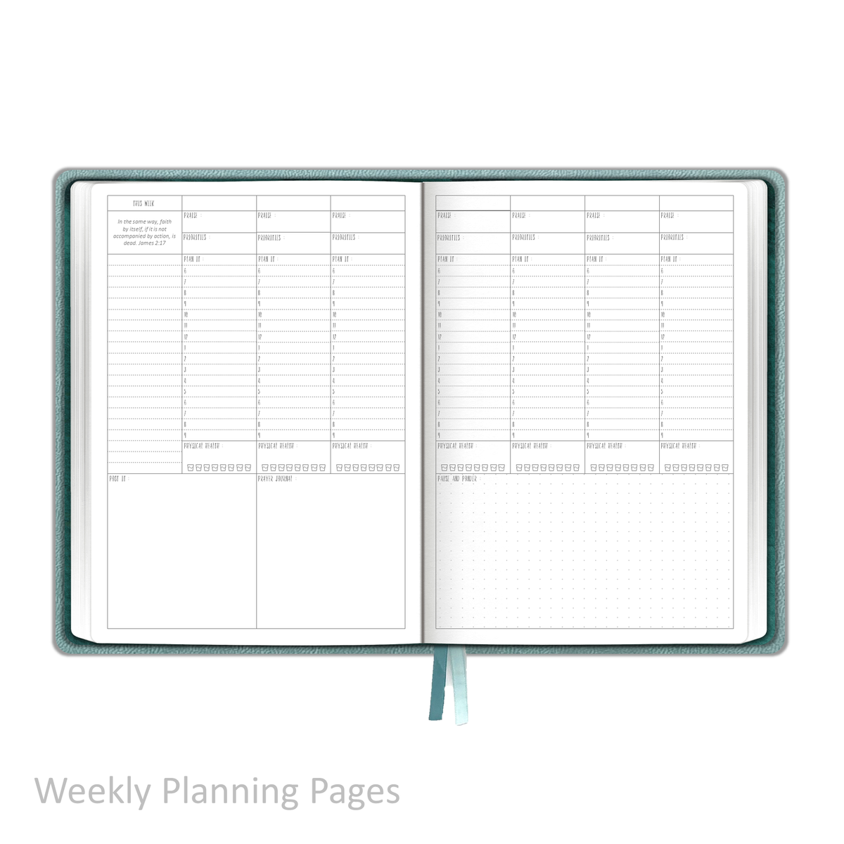 Weekly Planner - UNDATED Soft Cover Aqua